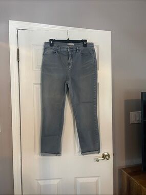 Free People Gray Straight-Leg Jeans